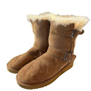 Unbranded Women's Shearling-Lined Suede Boots Size 6 with Buckle